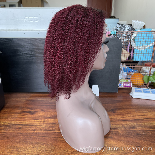 T1B BurgVendor Wholesale Brazilian Hair Wig, Virgin Hair Ombre Color Wine Red Burgundy Short Curly Cheap Lace Closure Hair Wigs